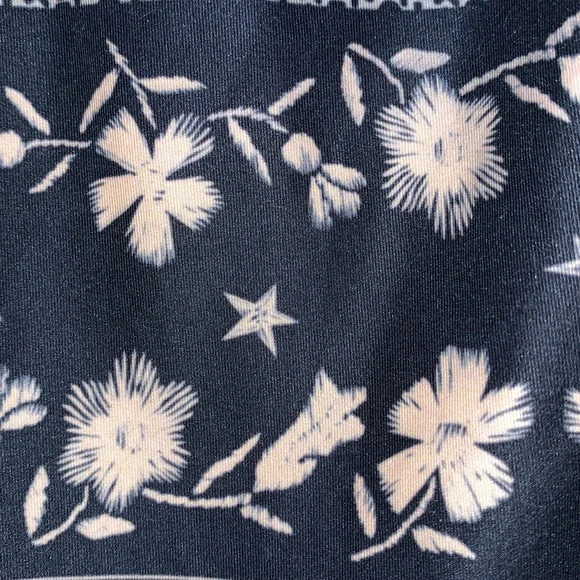 Rare Teeki leggings full length navy tan floral moon star antlers nature boho XS